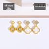 Gold-Plated Four-Leaf Clover Zircon Earrings with Mother-of-Pearl - Elegant French Style for Women