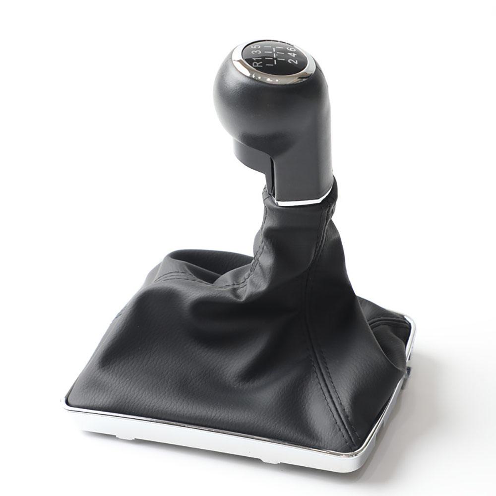 6 Speed Gear Shift Knob Gaiter Kit Fit For Opel Astra H 2005-2010 Black + Silver