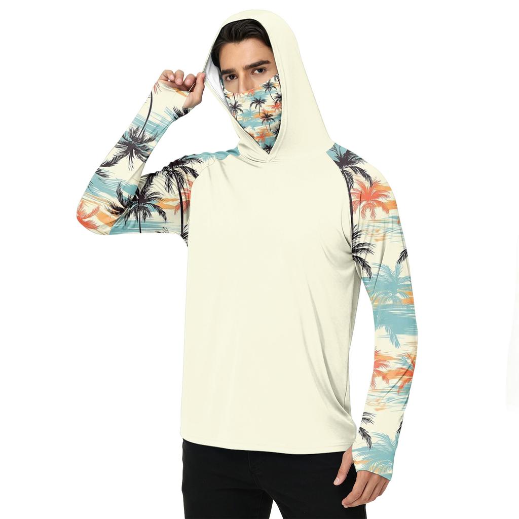 Heren Casual Outdoor Hawaiiaanse Print Hoodie Lange Mouw Zonbescherming Shirt Lichtgewicht Ademend Sneldrogend Stof voor de Zomer