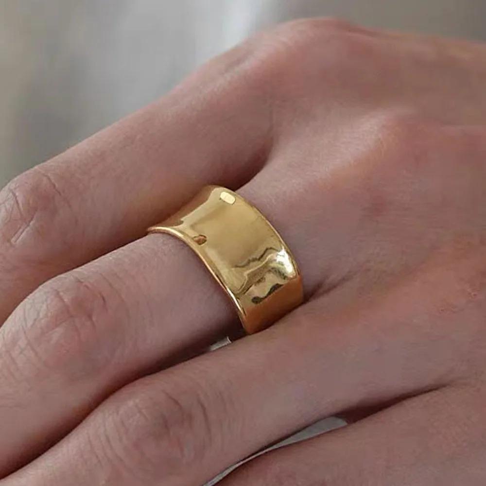 925 Silver Rings for Women Geometric Handmade Irregular Strip Ring Fashion Jewelry Gift