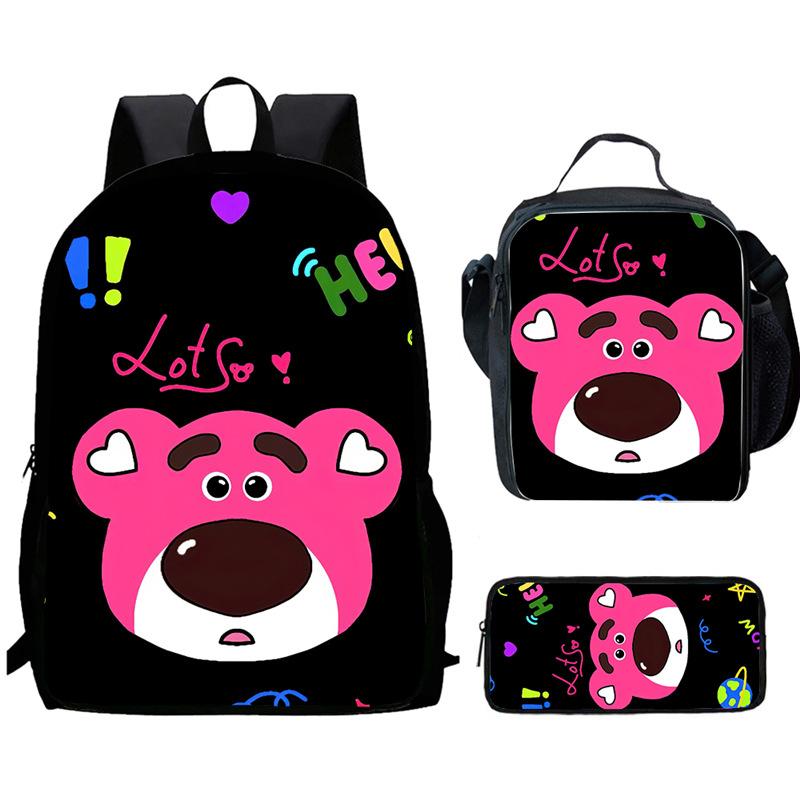Strawberry Bear School Bag High Definition Printing Multi-Function Oxford Lightweight Backpack