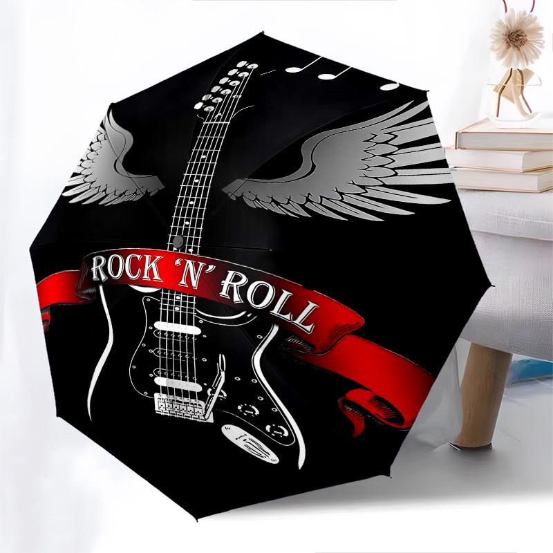 1pc rock 'n' roll Automatic Open Close Umbrella with 8-Rib Windproof Canopy Compact Portable Travel Umbrella10318