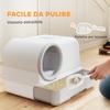 Enclosed Cat Litter Box with Tray, Scoop and Deodorant Bags, in PP, 59x39.5x39.5 cm, White and Grey