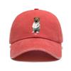 Puppy print washed retro distressed soft top baseball cap unisex cute baseball cap