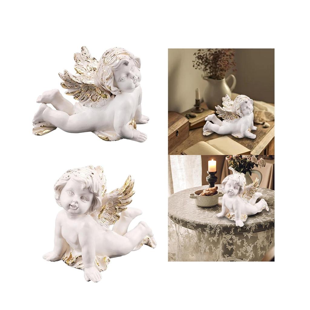 Baby-Engelsstatue Ornament Geschenk Flügel Putte Figur Harzskulptur für Tischplatte Foto Requisite Schrank Innen Außen Wohnzimmer