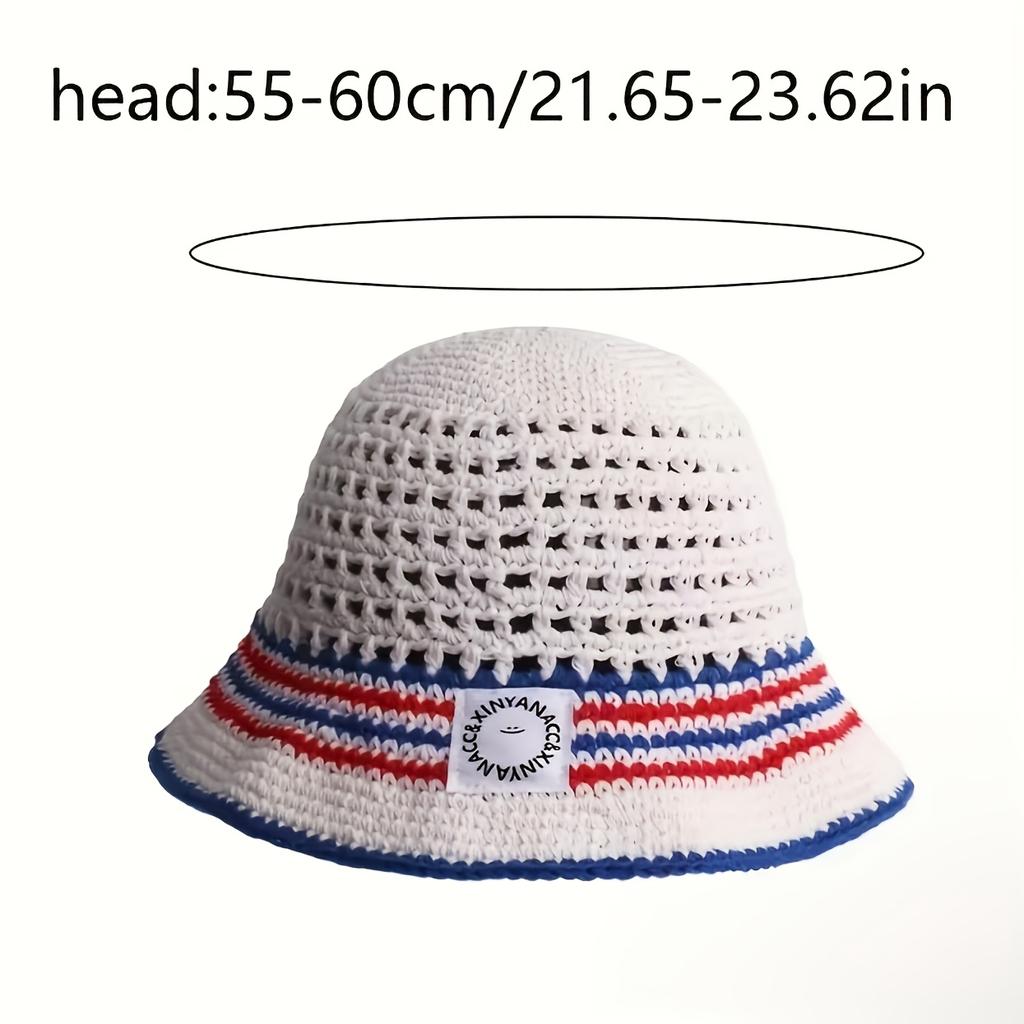 Fashionable Striped Crochet Fisherman Hat | Breathable And Lightweight, Perfect For Outdoor Leisure