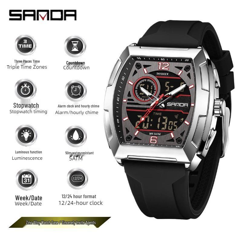 SANDA Men s Multifunctional Sports Watch - Dual Display, Waterproof, Casual & Versatile.