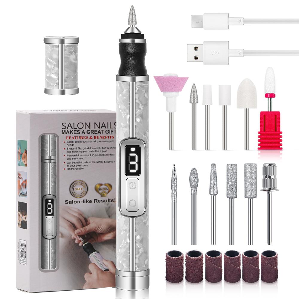 Electric Nail Drill Professional Nail Polishing Machine Multiple Gears Low Noise Nails Sander File Set For Manicure Salon Tools