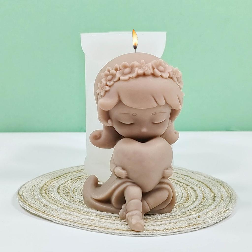 Lille jente silikonform jenter stearinlys harpiksform Håndlaget duftlys epoksyformer for DIY sjokoladegodteri-dekor