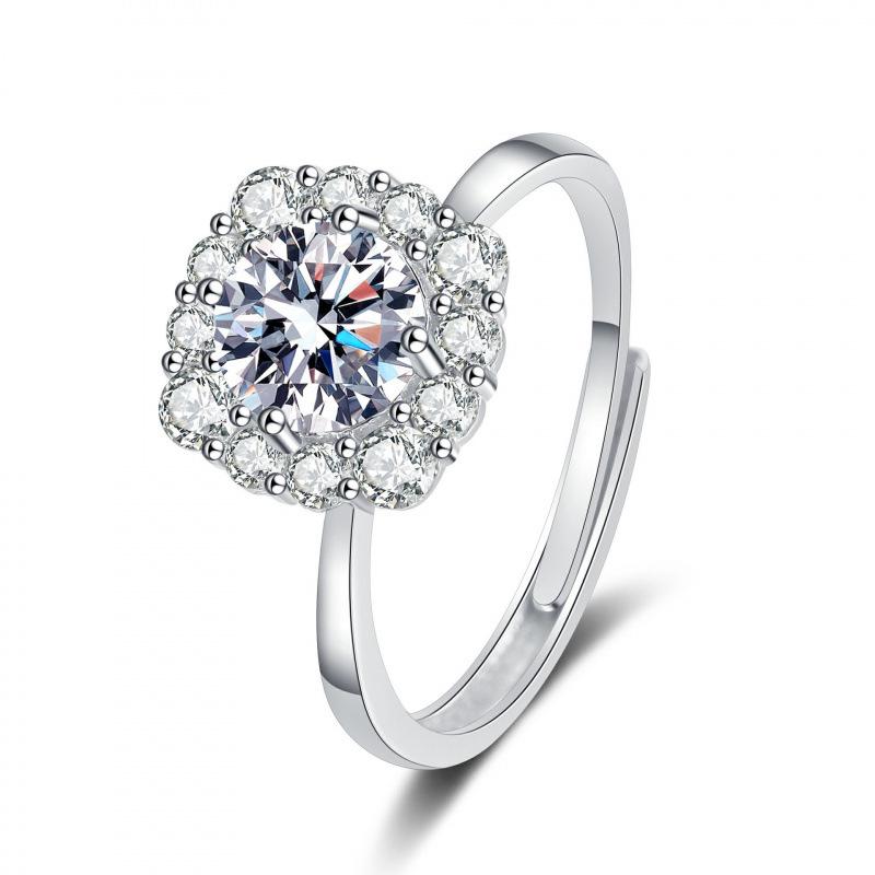 One Carat Six-Prong Moissanite Ring for Women - Internet Celebrity Style Live Broadcast Simulation