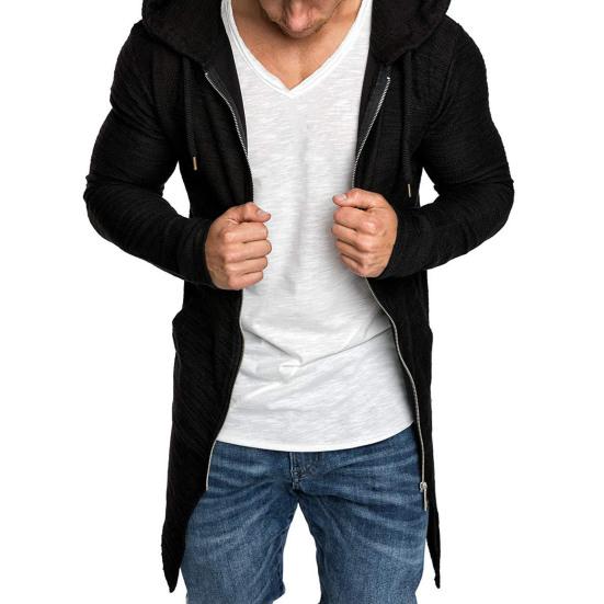 Zipper Hoodies Soft Long Sleeve Casual Men Hoodies Longline Cardigan for Outdoor