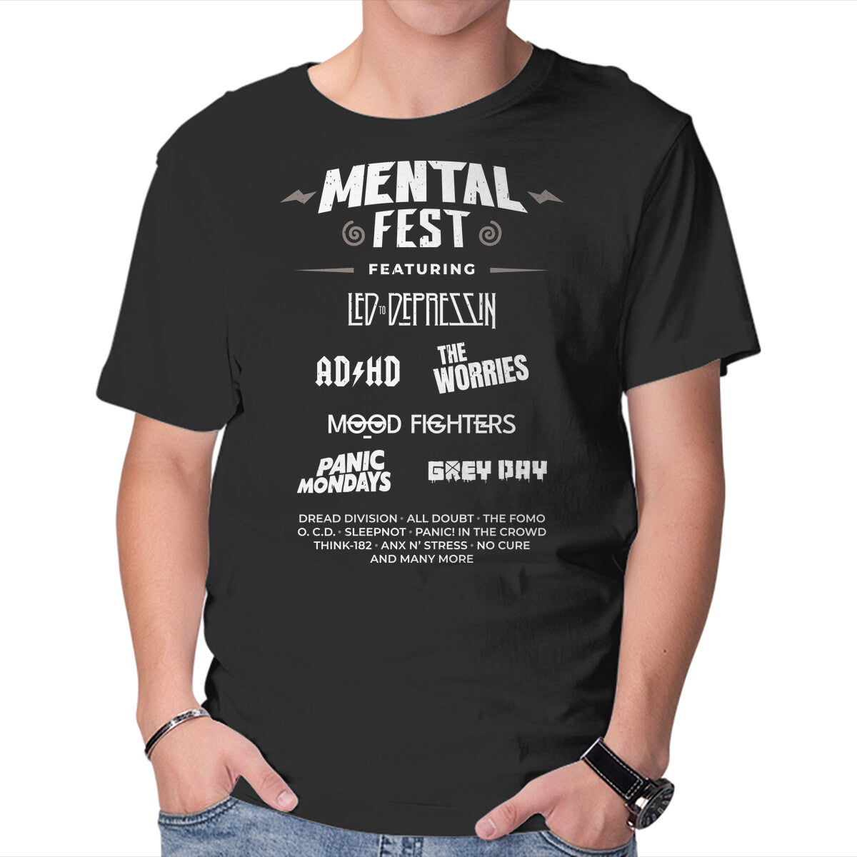 Unisex Crew Neck T-Shirt Mental Fest Graphic Short Sleeve Casual Tee XXXL