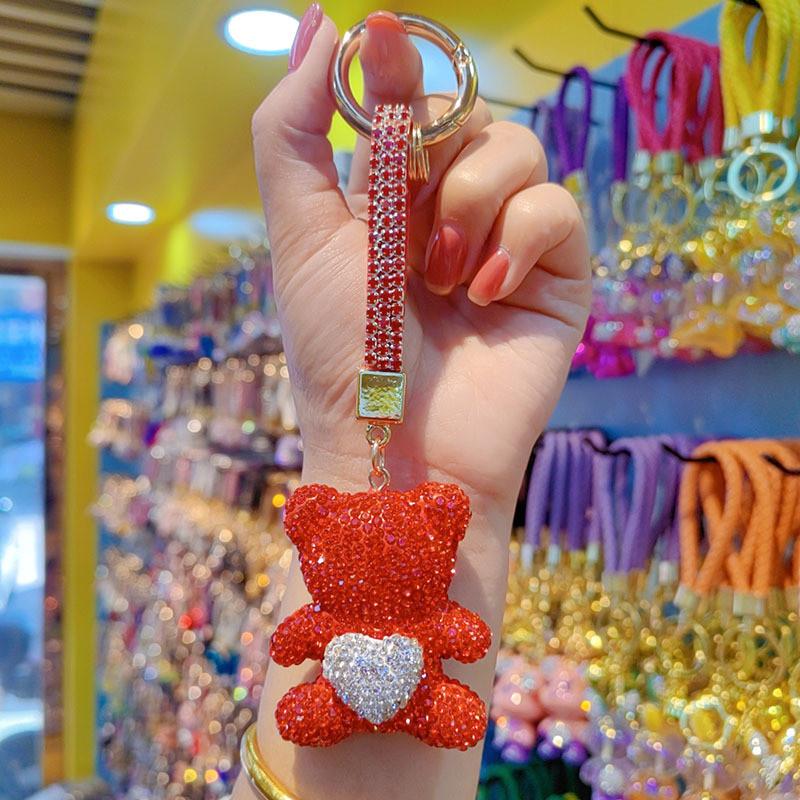 Cute Heart Bear Keychain With Czech Rhinestones For Couples And Gifts
