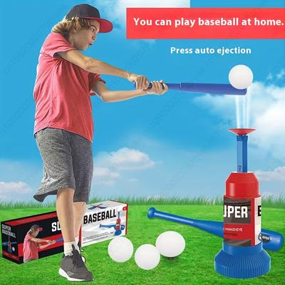 Kids 5Pcs Baseball Set 1 Adjustable Bat  1 Ball Launcher With 3 BallsFamily Travel Game Perfect For Thanksgiving/Christmas
