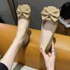 Bow One Pedal Single Shoes Women's Summer New Versatile Flat Bottom with Skirt Shallow Mouth Doudou Shoes Women