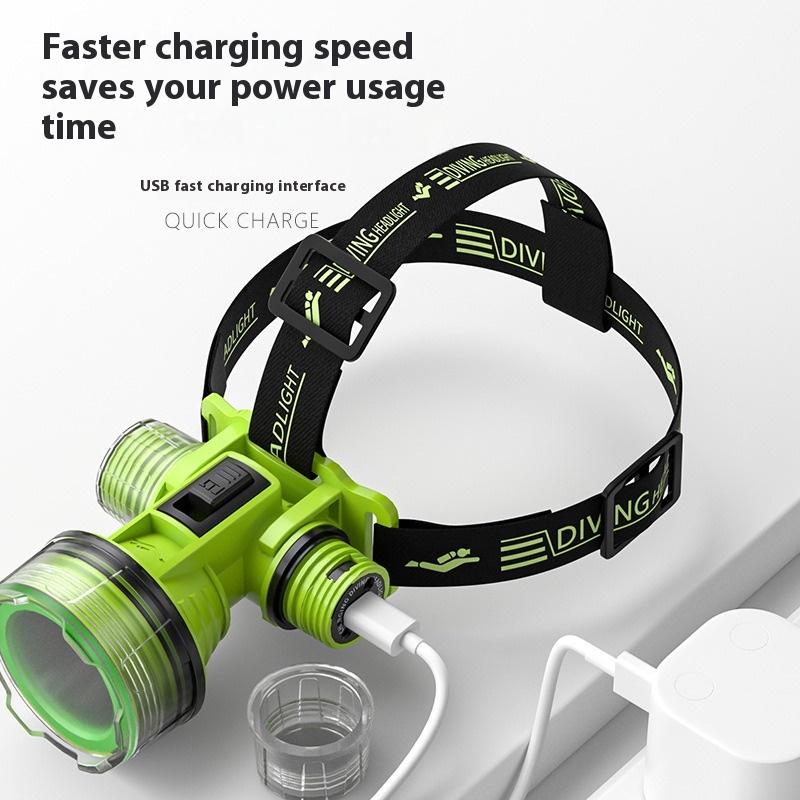 Diving Headlight Rechargeable Waterproof Headlight Led Professional Flashlight Ultralight Fishing Flashlight Head Light