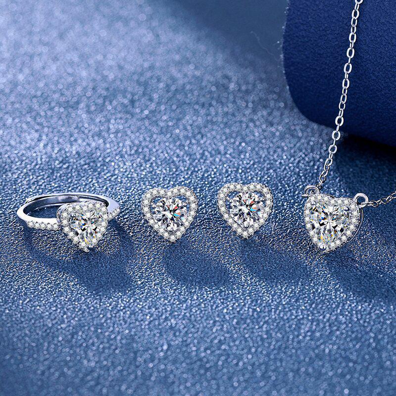 

Комплект украшений из разноцветных драгоценных камней циркония: Ожерелье, кольцо, серьги и подвеска для женщин