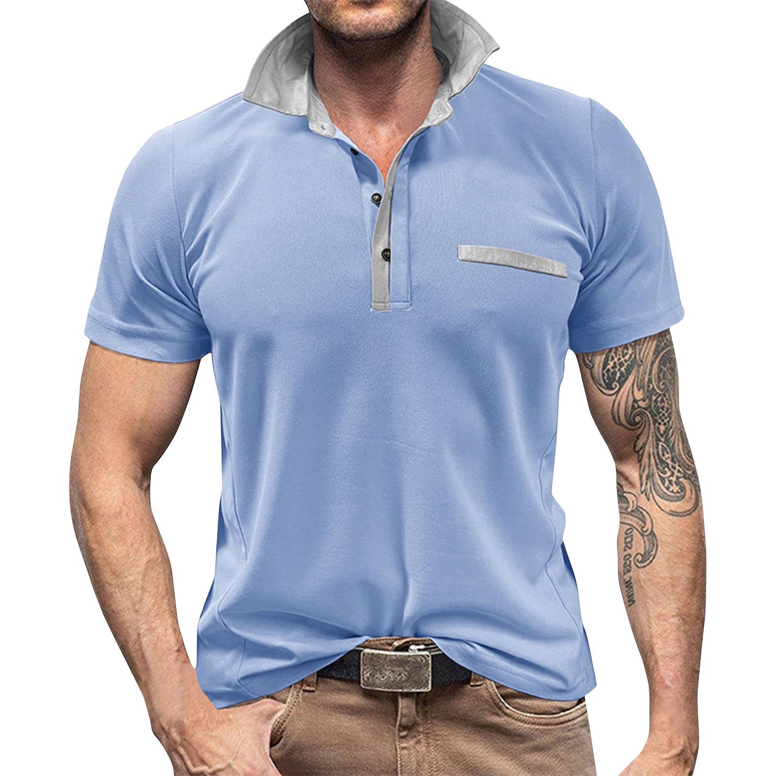 Men s Casual Business Color Lapel Shirts Men s Printed Buttons Shirts M