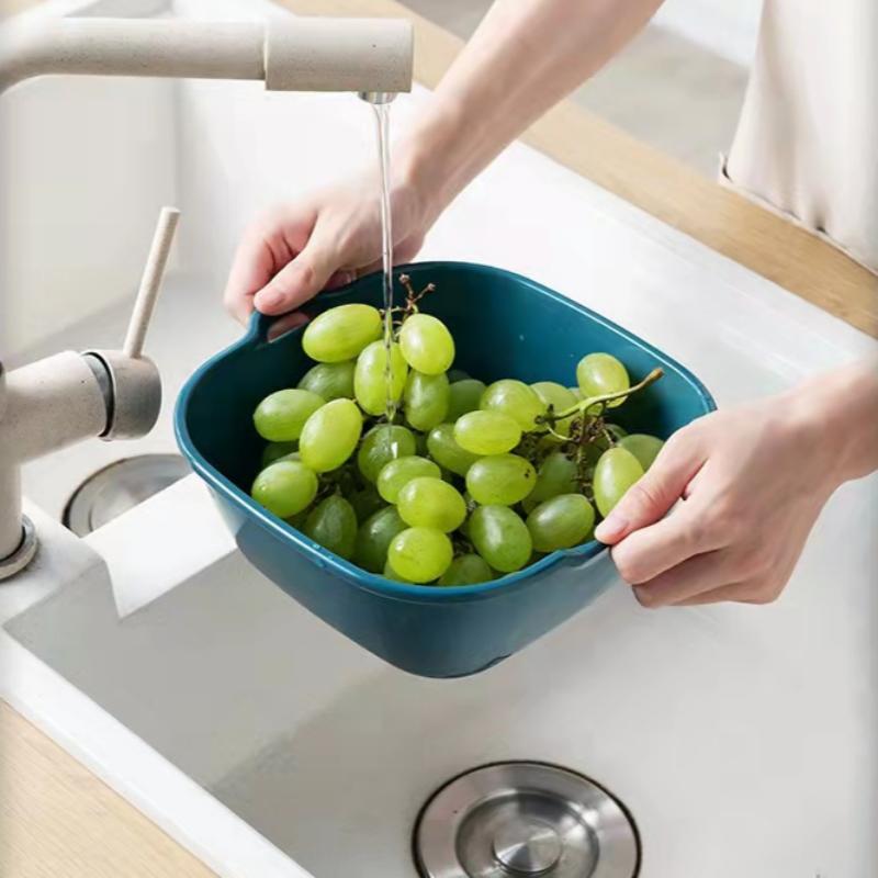 Kitchen Sink Multi-functional Double-layer Strainer for Fruits and Vegetables Designed for Easy Washing