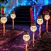 Waterproof Solar Snowman Yard Decor 5Pcs Christmas Stake Light, LED Garden Lamp with Warm White Pathway Lighting Santa Claus Design, Outdoor