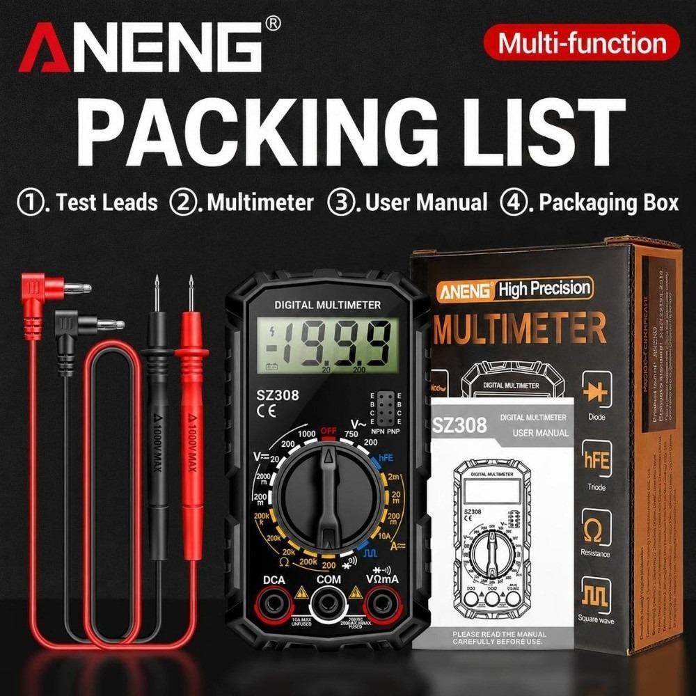 HFE Test Digital Multimeter 1999 Counts AC DC Multimeter Portable HFE Triode Tester
