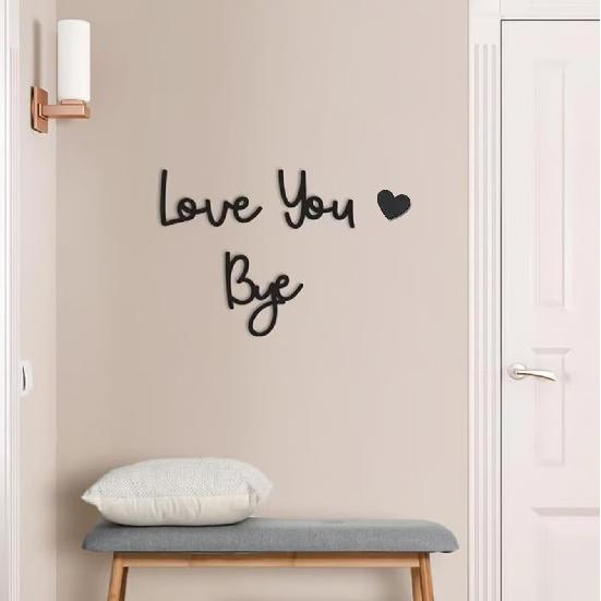 Love You Bye Sign Above Door, Bye Love You Wooden Script Sign Hallway Home Door, Wood Entryway Decor Door Topper, Express Love and Warm Family Sign