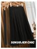 Women's High-Waisted Wool Blend Midi Skirt: Thick Pleated, Slimming Korean Style for Autumn & Winter