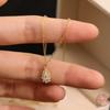 Plata de Ley 925 Versión Coreana Simple Colgante de Gota de Cristal Pavé Cadena para Clavícula Collar para Mujer Chapado en Oro de 14k Joyería Regalo
