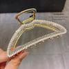 2026 Trendy Big Size Hair Clip Woman Girls Thick Hair Accessories Luxury Metal Hair Claw Clips Rectangle Rhinestone Mix Pearl