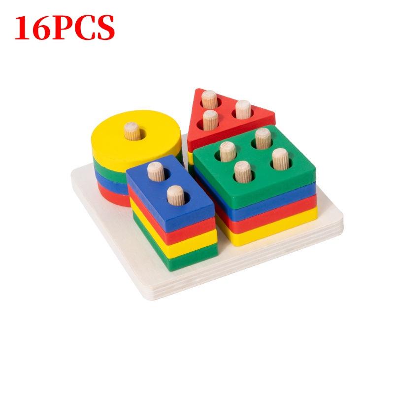 

Wooden Geometric Shape Sorting Stacking Early Education Toy For Toddlers Color Recognition And Cognitive Development Style A