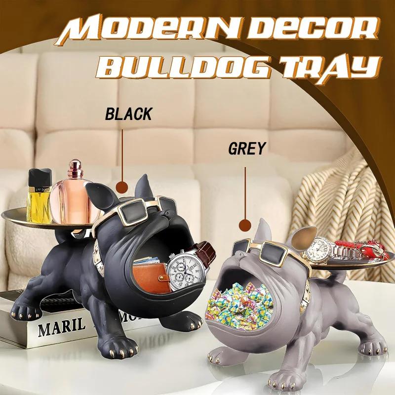 Large Resin Bulldog Storage Organizer Mobile Remote Control Car Candy Office Supplies Wallet Storage Rack Key Holder Desk Decor