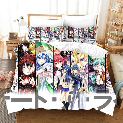 Date A Live Dívčí ložní souprava, Povlak na přikrývku Přikrývka Ložní souprava Povlak na peřinu Povlak na polštář, Velikost King Queen Twin Chlapecká Dívčí Dospělá