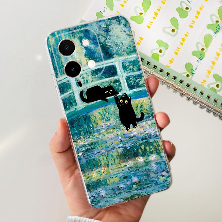For Vivo Y28 4G Case V2352 Cute Cat Panda Painted Cover Soft Silicone Phone Case For Vivo Y28 Y 28 VivoY28 4G Funda 6.68'' Coque