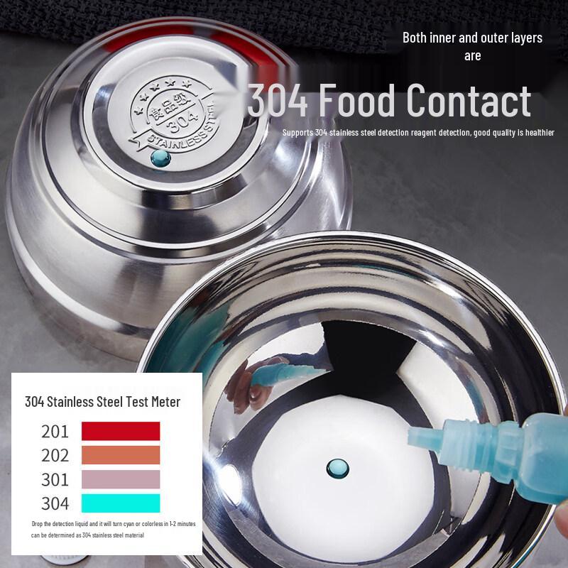 304 Stainless Steel Double-Layer Anti-Scald Rice & Soup Bowls (10-Pack)