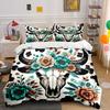 Floral Bull Skull Bedding Set Bedding Duvet Cover Set Duvet Cover Pillowcases (1 * Duvet Cover 2 * Pillowcases, Without Duvet Insert)