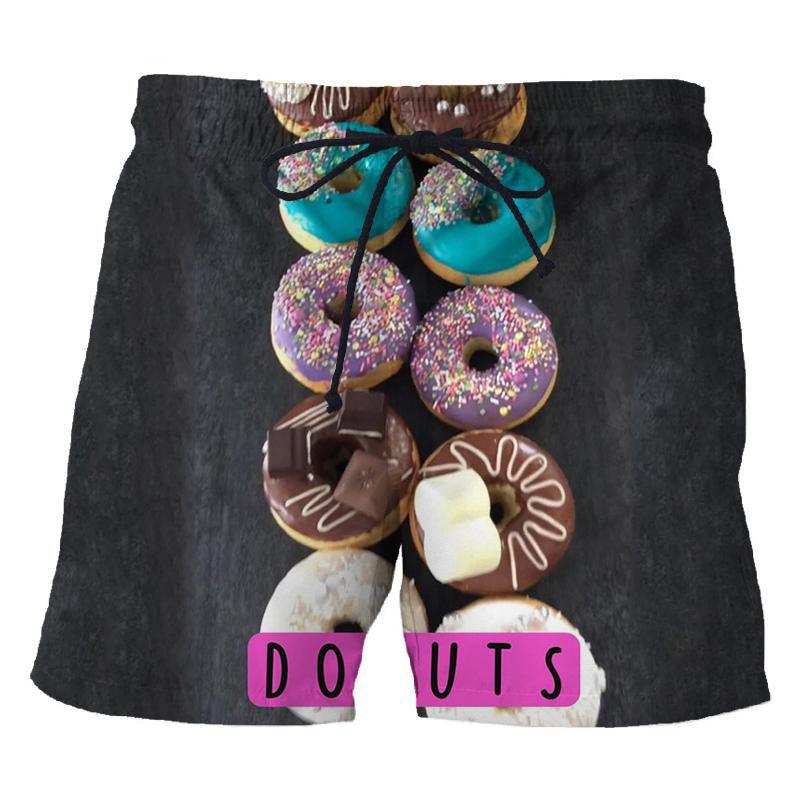 

Чоловічі короткі штани з 3D-принтом Food Donuts із милим шоколадним візерунком Дошкові шорти Індивідуальні повсякденні унісекс пляжні плавки S