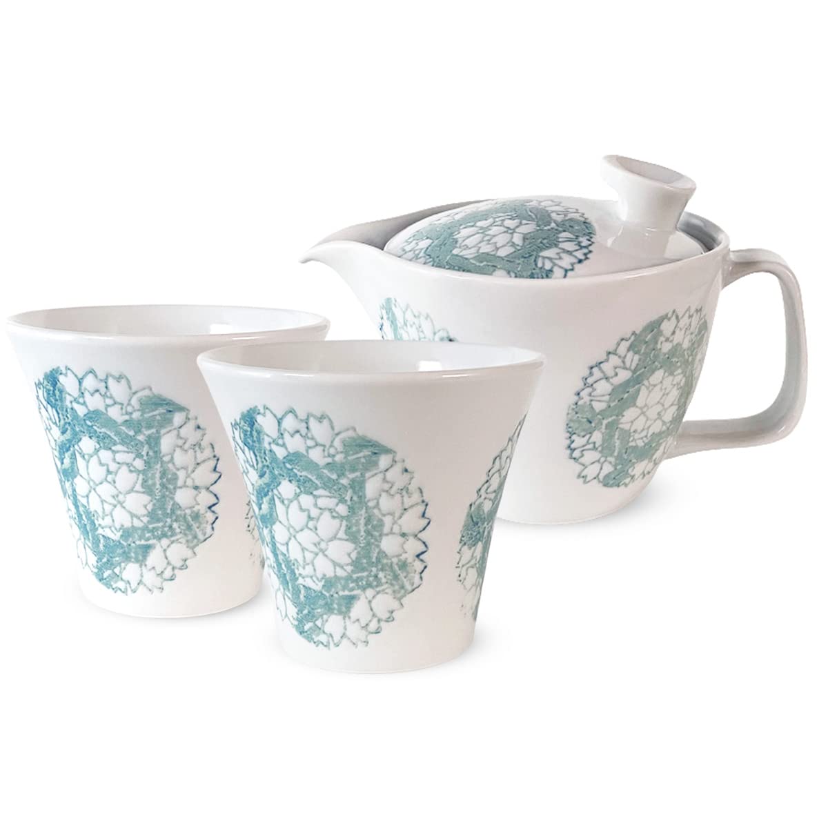 

240ml Teapot Pair of Hasami Made in Person Tea Set with Tea Marumon Sakura Light Blue J-kitchens & Teacups, Ware, Japan, 1-2 Strainer, Design,