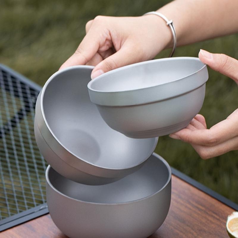 Stapelbare Outdoor-Schüssel Edelstahlkonstruktion Schlagfest und leicht zu reinigen Essschale Geschirr für Camping