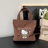 Embroidery Kitty handbag hand carry work cute large capacity versatile corduroy small bag Kitty cat