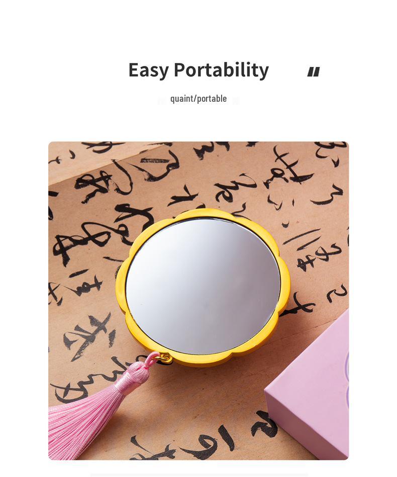 Luxury Chinese Style Compact Mirror Gift Box – Portable Handheld Makeup Mirror for Touch-Ups, Perfect Bestie Gift