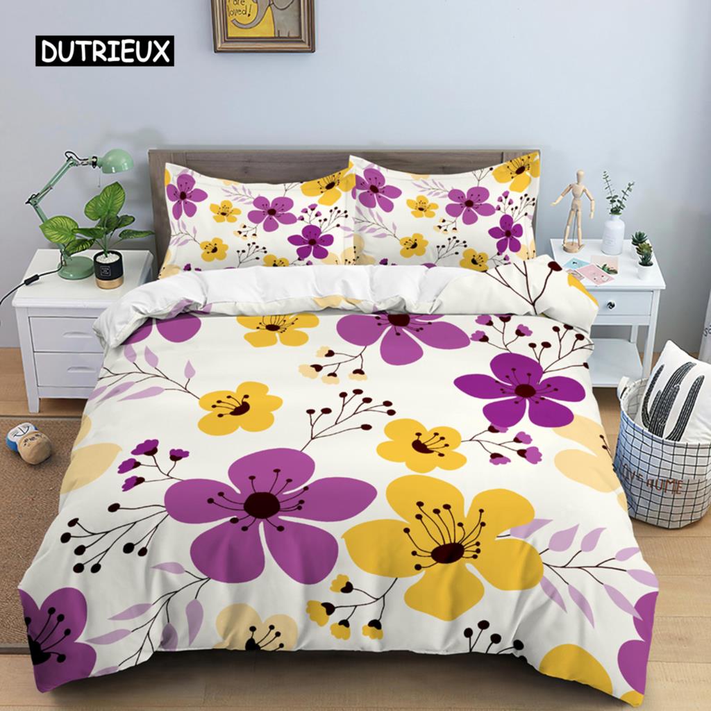 Schmetterling Bettwäsche-Set, 3D Blumen Bettbezug, Bettdeckenbezug mit Reißverschluss Queen Doppel Bettdecken-Set Kind Mädchen Weihnachtsgeschenk