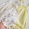RTS Female Baby Cotton Thin-Strapped Floral Print Romper Bodysuit for Infants Toddlers Cute Summer Outfit Sweet Style Jumpsuit