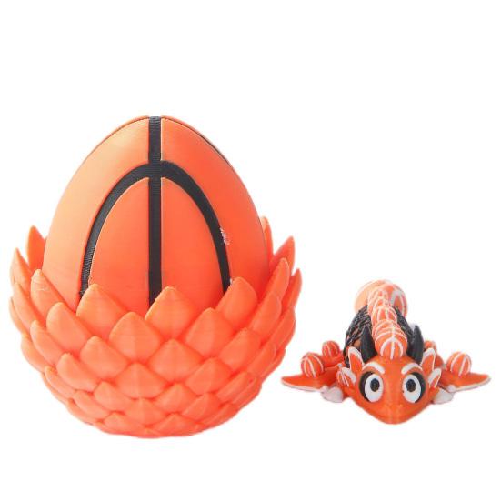 Flexible Sports Ball Dragon And Egg, Articulated Dragon Fidget Toy, 3D Printed Egg with Winged Dragon Inside, Stress Relief Desk Toy