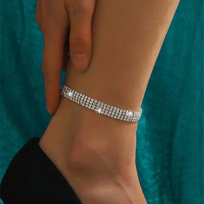 Fashion Full Diamond Anklet Women High-Class Sense Of Luxury Shiny Rhinestone Anklet Women's Hundred Anklets