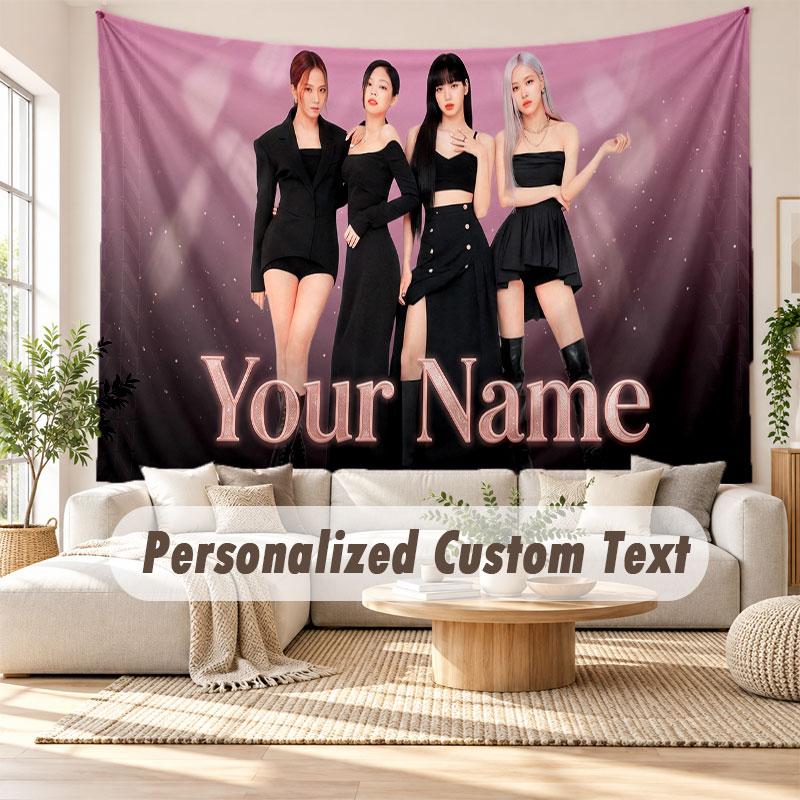 Custom Name Wall Hanging Tapestry,BLACKPINK Decorative Backdrop Tapestry For Dorm Home