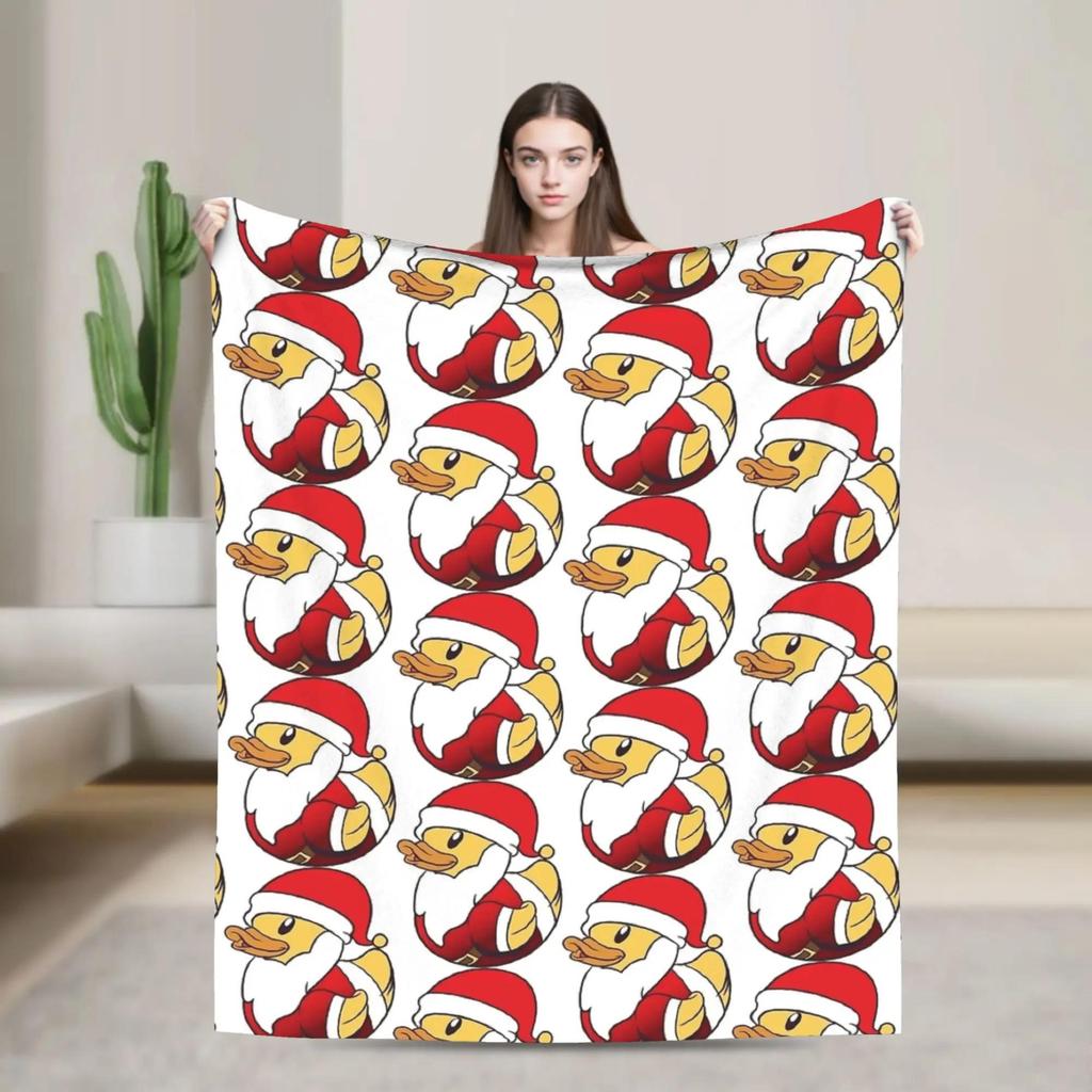 White Rubber Ducky Pattern Plush Blanket for Kids Soft Flannel Bedding Throw Warm Outdoor Use Quality Bedspread Gift Idea