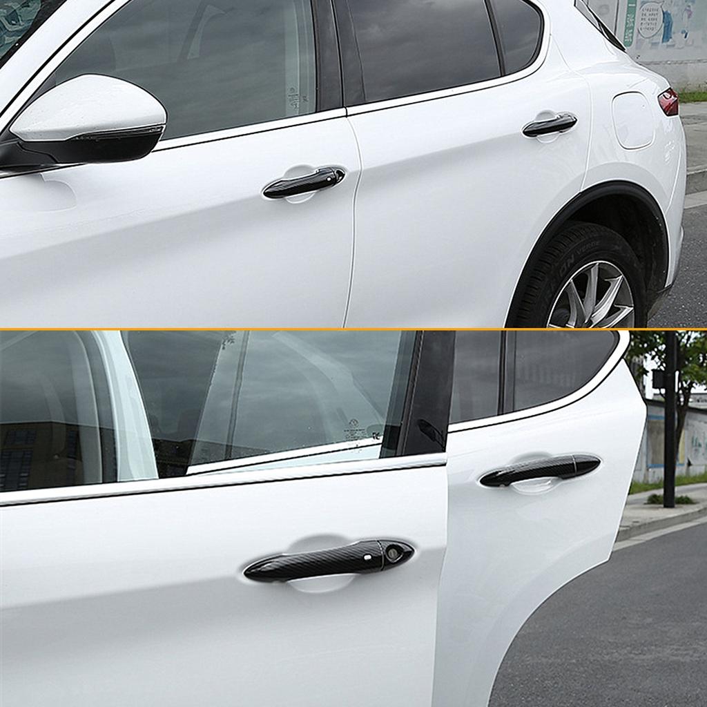 Exterior Door Handle Grab Cover Trim with Smart Key Hole for Alfa Romeo Giulia 2017-2019 Carbon Fiber Exterior Car Accessories