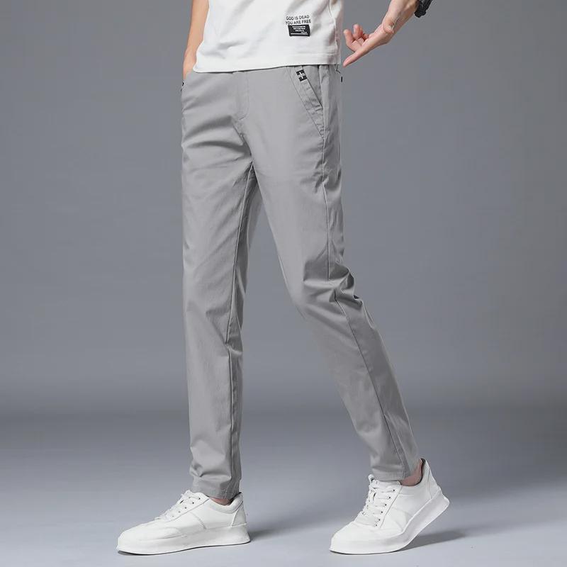 Mládežnické rychleschnoucí strečové kalhoty z ledového hedvábí v korejském stylu - Slim, prodyšné, jednobarevné ležérní kalhoty pro všechna roční období.