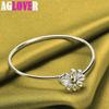 925 Sterling Silver Gold Flower Bangle Bracelet Jewelry