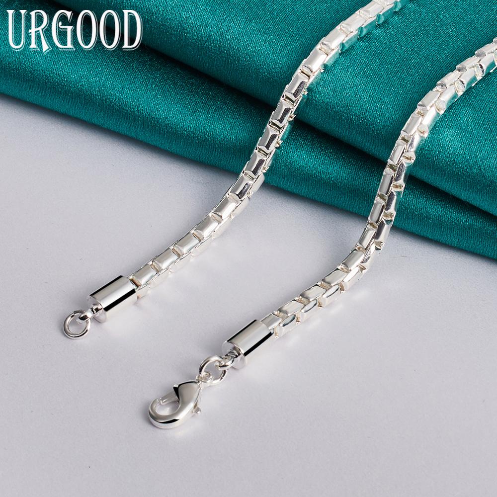 925 Sterling Silver 4mm Bamboo Chain Necklace Gift Fashion Jewelry